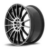 DRW D15 17x7 +40mm Gloss Black Machine Face (5x100 / 5x114.3)