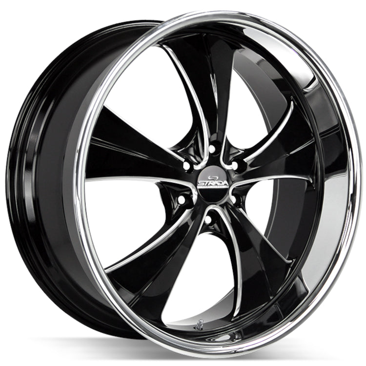 Strada Old Skool Black/Machined/Chrome wheel