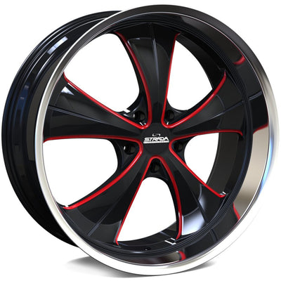 Strada Old Skool Black/Red/Chrome wheel