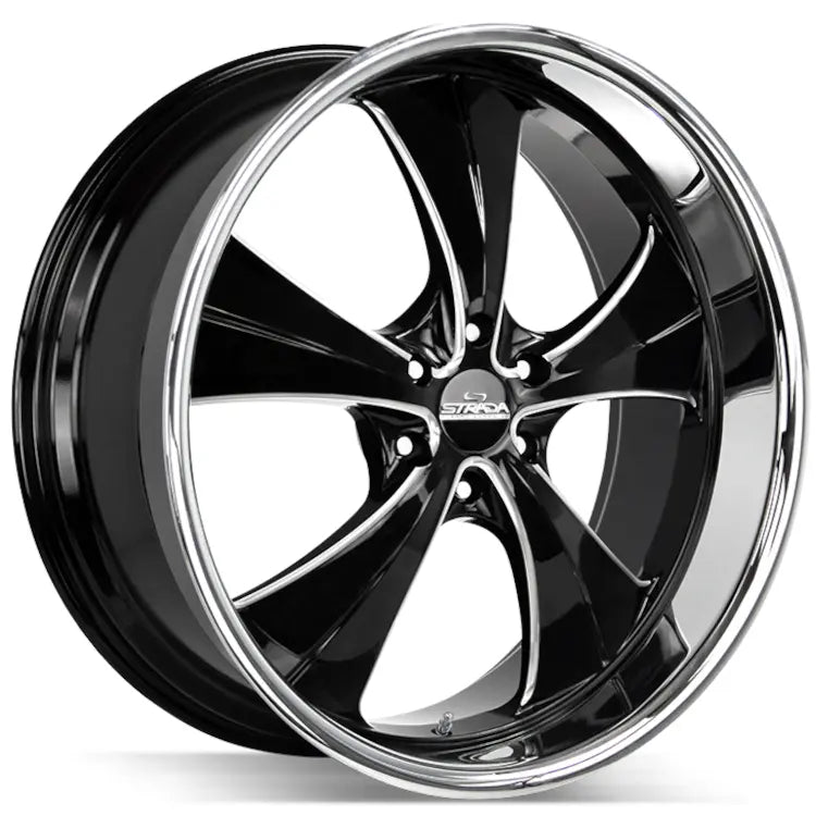 Strada Old Skool Black/Machined/Chrome wheel