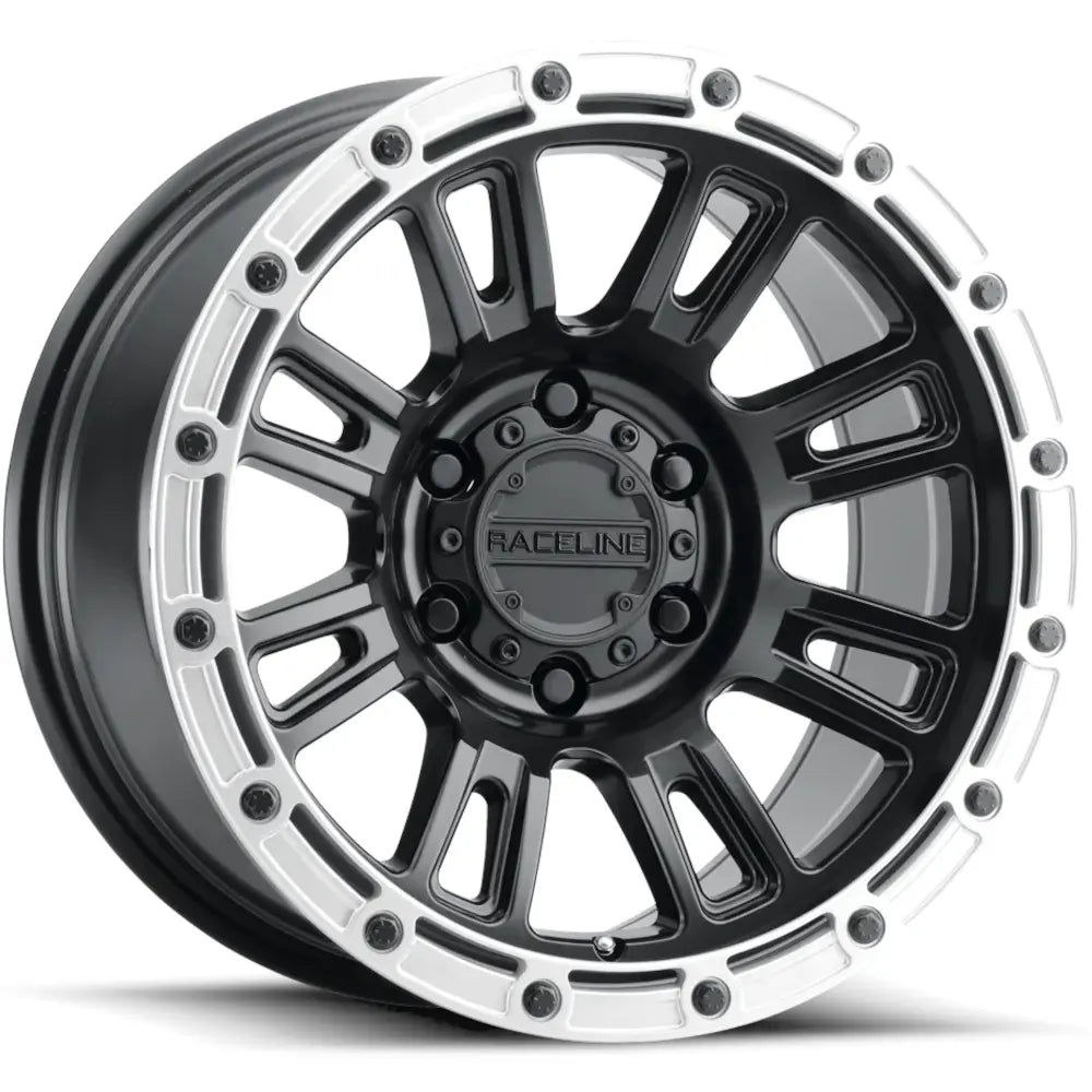Raceline 956BS COMPASS Black W/ Silver Ring wheel
