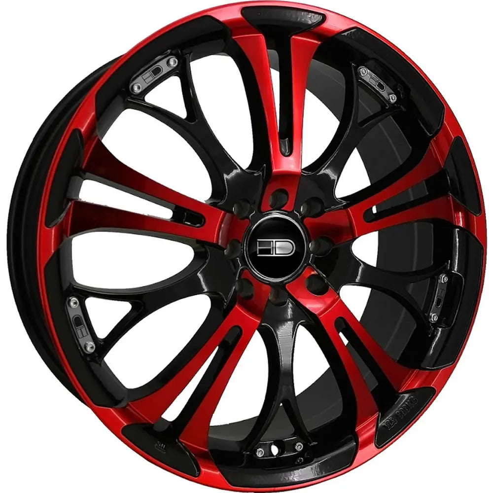 HD Spinout 18x7.5 +35mm Red with Black Accents – TFS Wheels