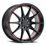 Ruff SPEEDSTER 18x8 +38mm Gloss Black with Red Stripe