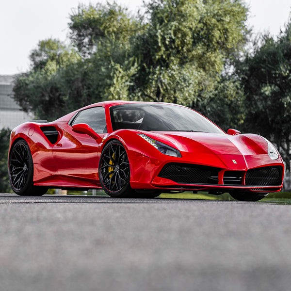 Brixton Forged CM6-R on Red Ferrari 488