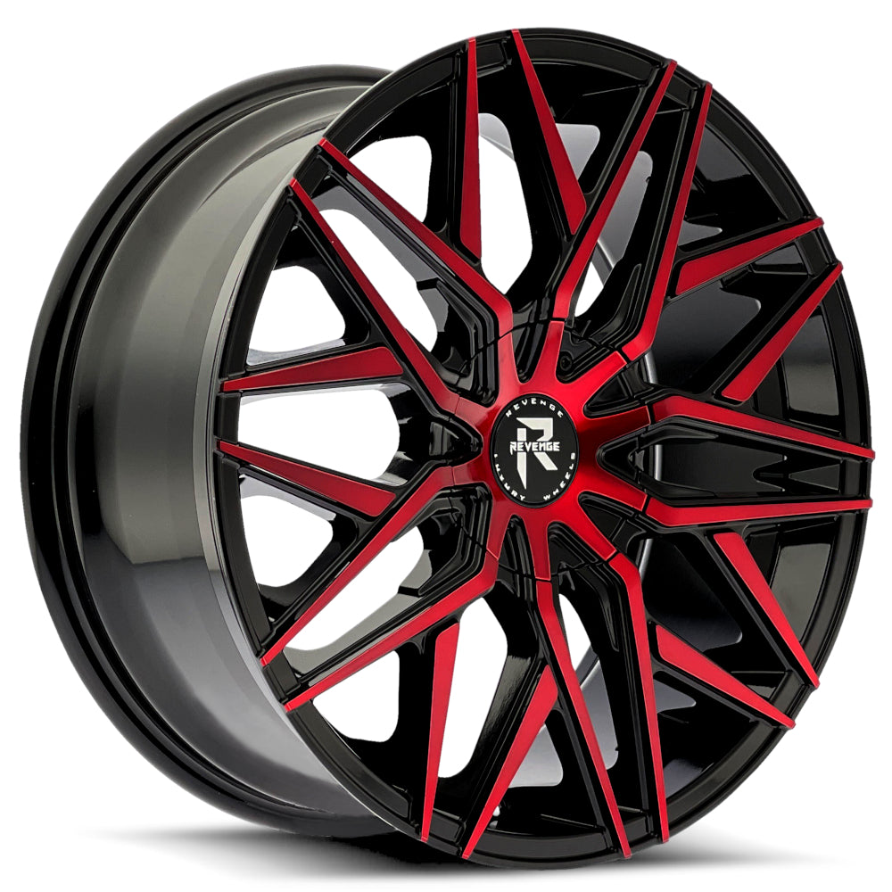 Revenge Luxury RL-104 Black Red Machined Wheel