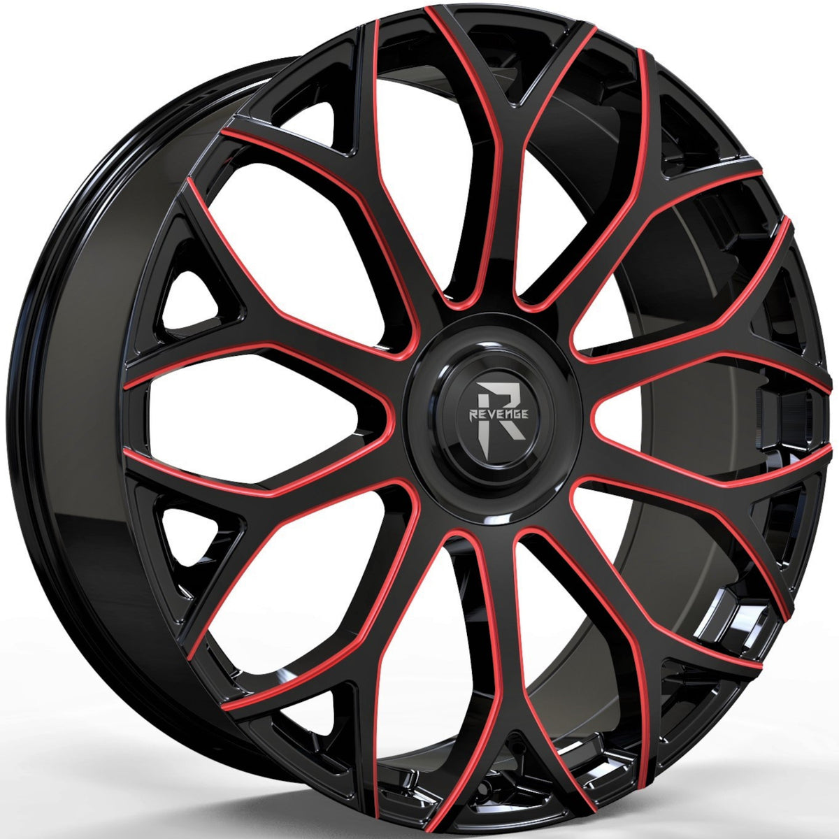 Revenge Luxury RL-105 Black Red Milled Wheel