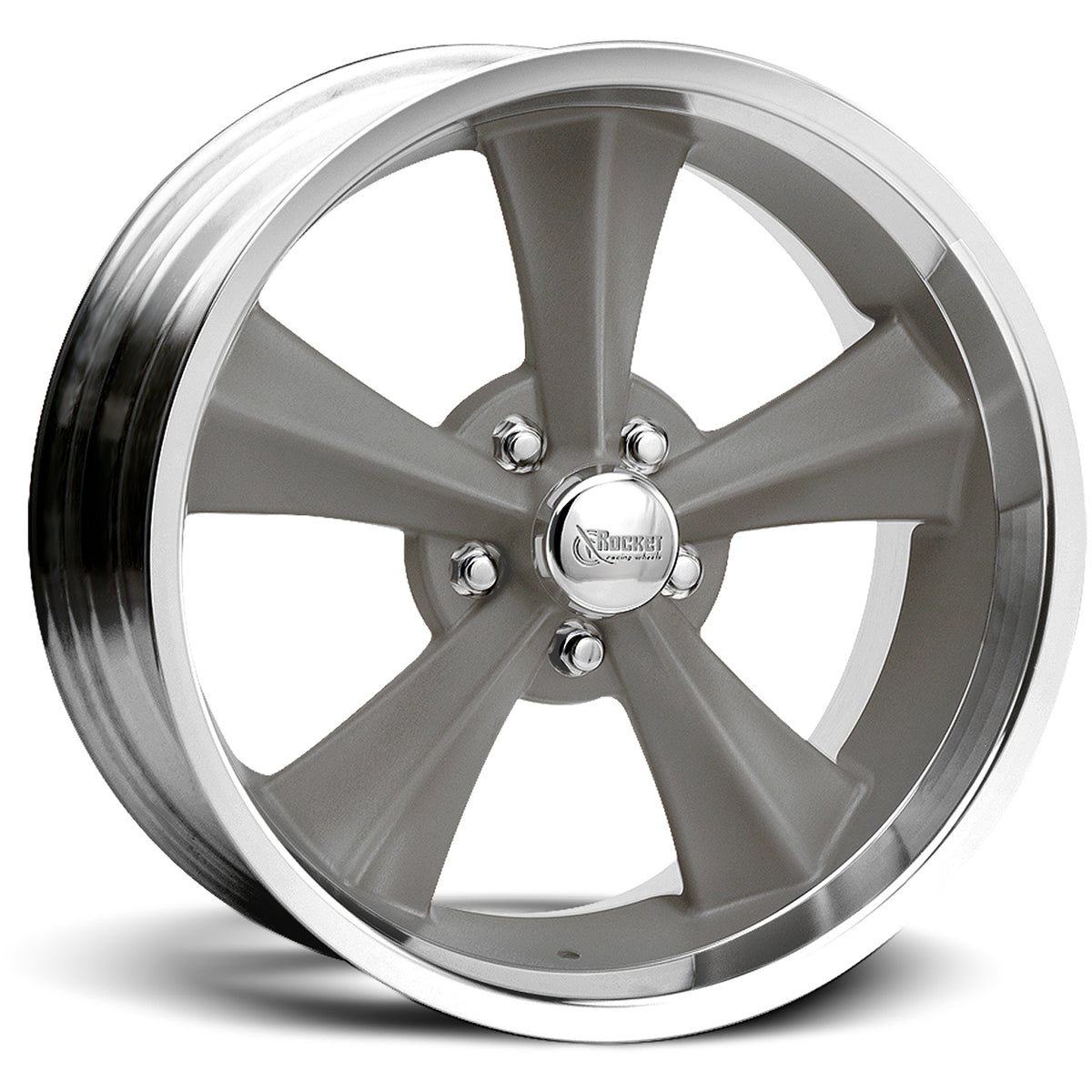 Rocket Racing Booster Gray Machined Wheel