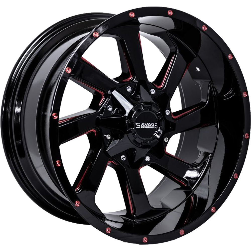 Savage Offroad SA18 Black Red Milled Wheel