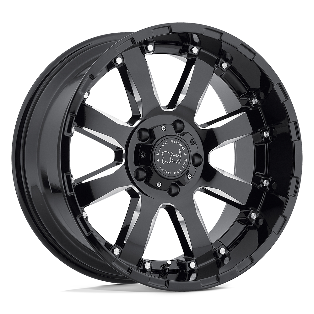 Black Rhino Hard Alloys SIERRA 20x9 +12 Gloss Black with Milled Spokes