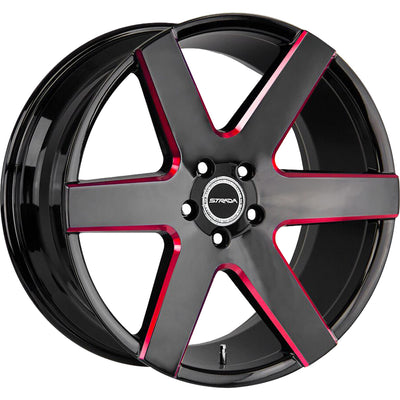 Strada Coda Black Red Milled Wheel
