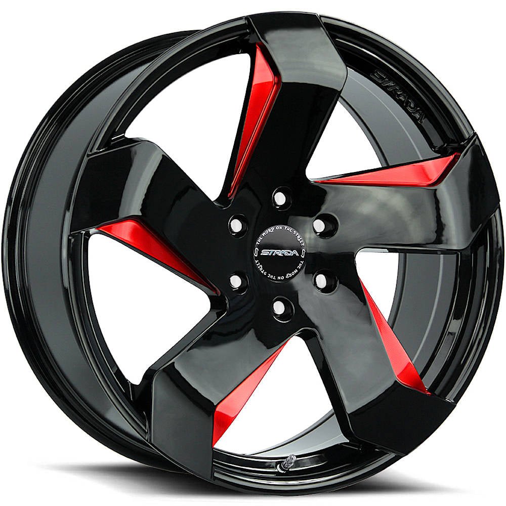 Strada Coltello Black Red Milled Wheel