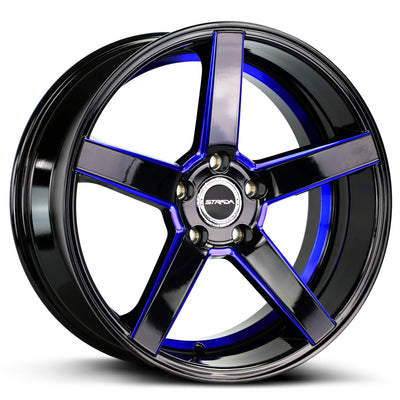 Strada Perfetto Black Blue Milled Wheel