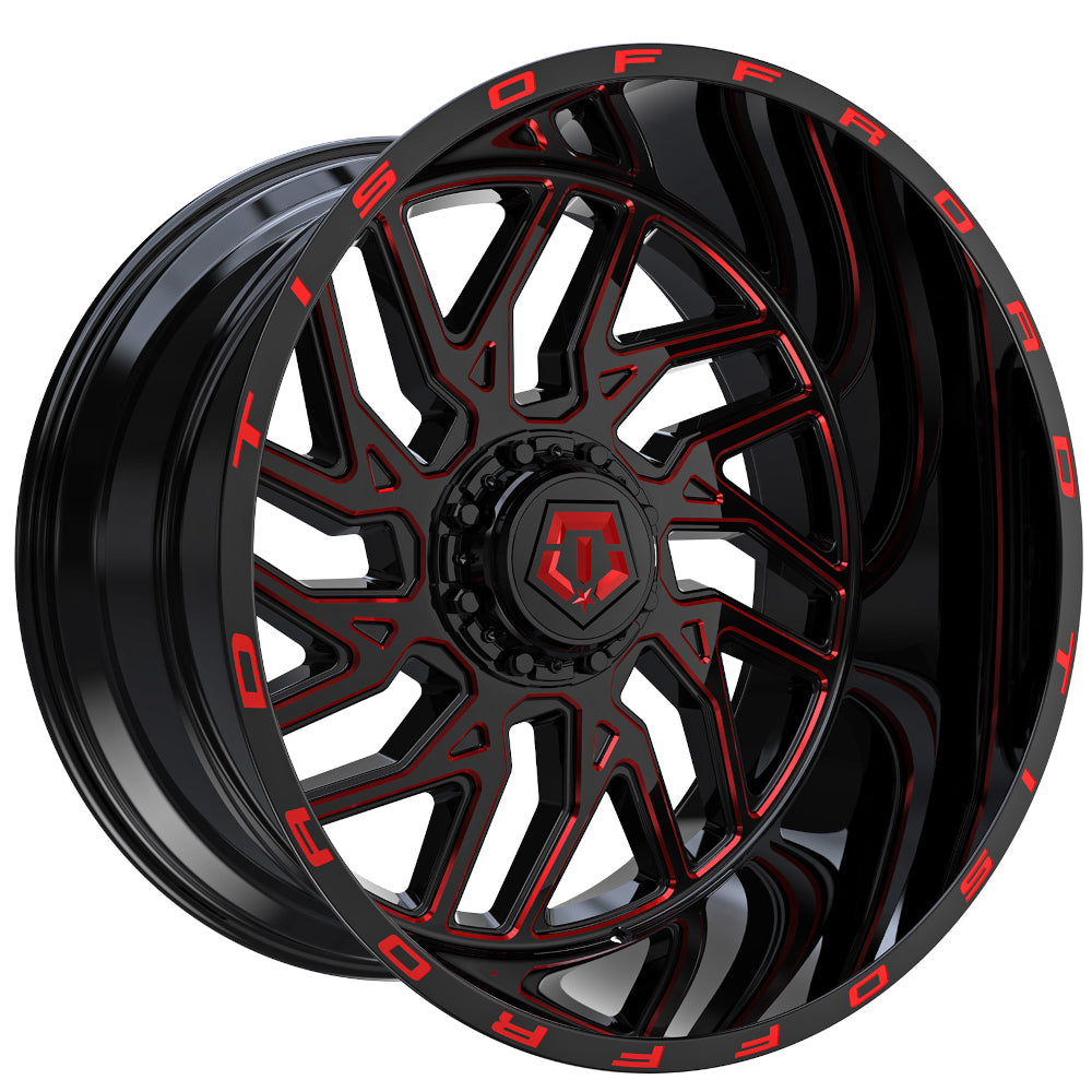 TIS 544BMR Black Red Milled Wheel