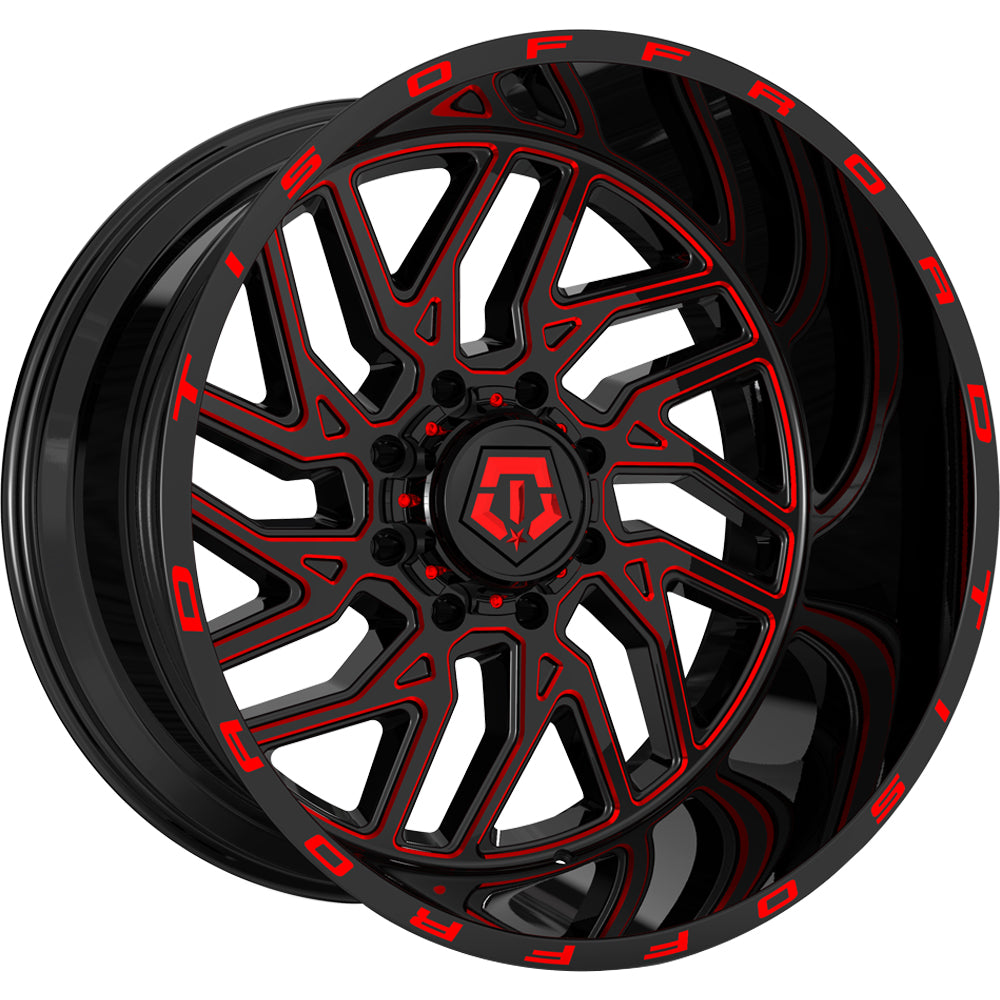 TIS 544BMR Black Red Milled Wheel