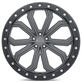 Black Rhino TRABUCO 22x10 +40mm Matte Gunmetal with Black Ring & Silver Bolts