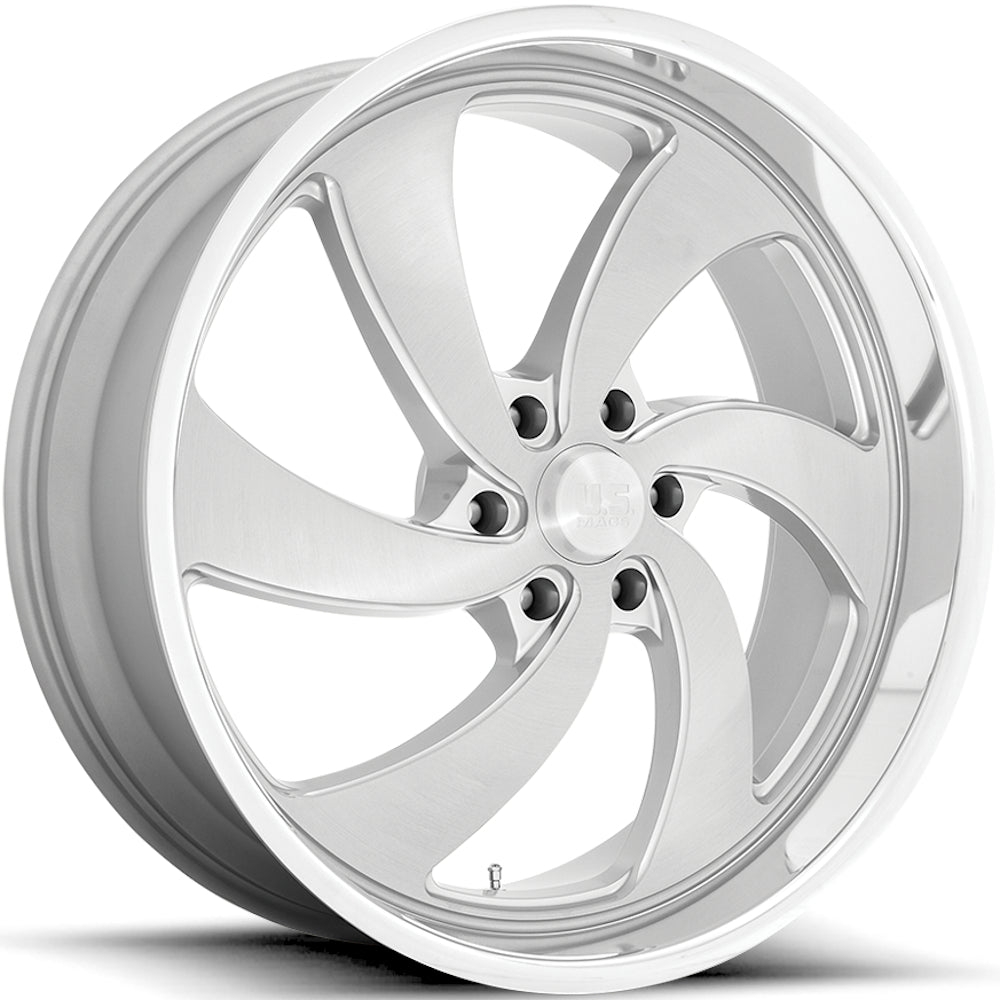 US Mags Desperado 6 U134 20x8 +1mm Brushed Silver with Milled Spokes and a Diamond Cut Lip