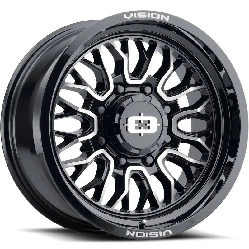 Vision Riot Gloss Black with Machined Spoke Faces