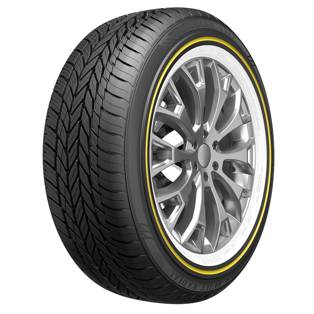 Vogue Custom Built Radial White and Gold Stripe Tire
