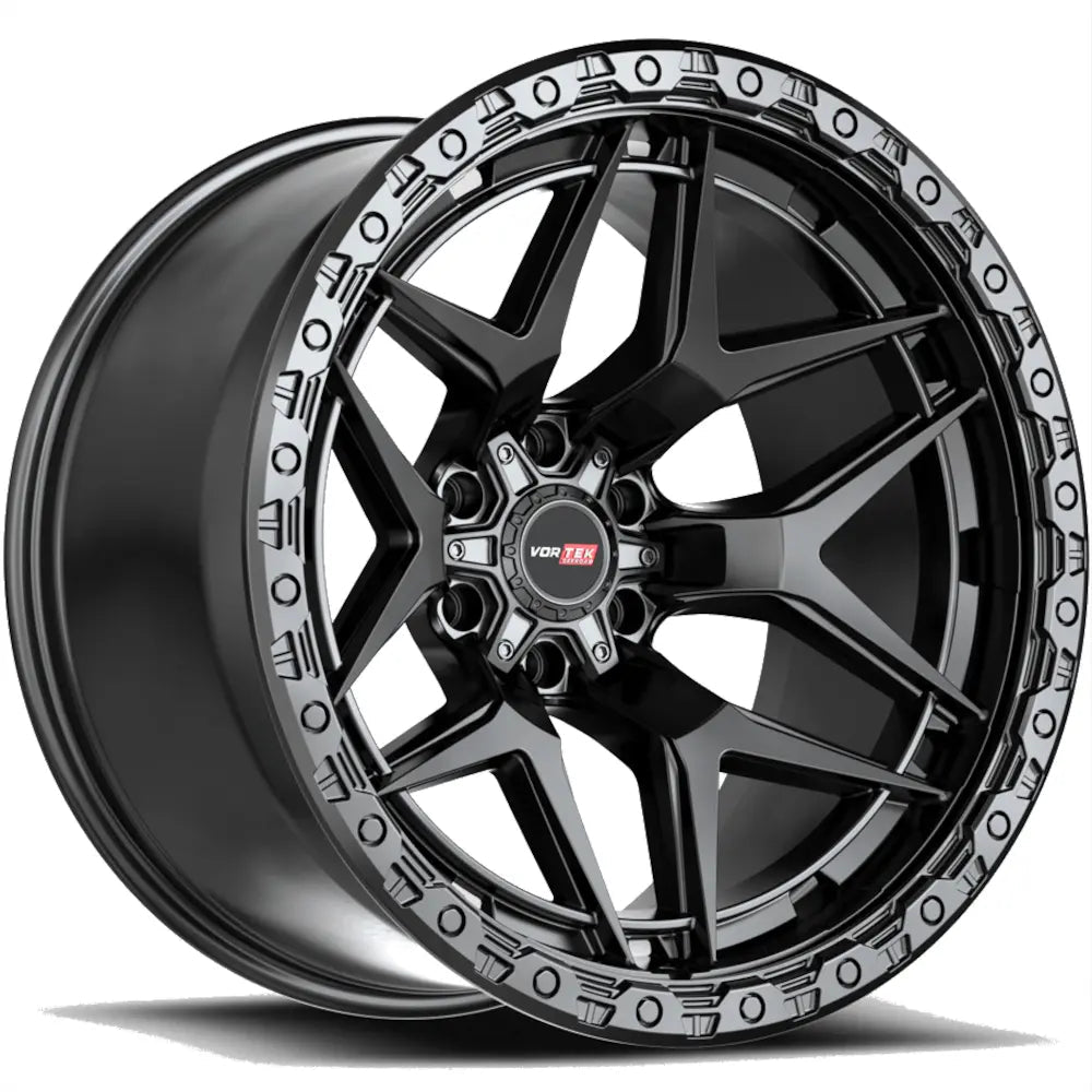 Vortek VRT-603 18x9 0mm Satin Black with Simulated Beadlock Lip