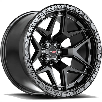Vortek VRT-603 18x9 0mm Satin Black with Simulated Beadlock Lip