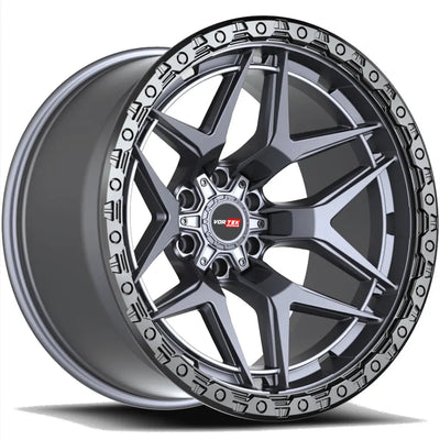 Vortek VRT-603 18x9 -12mm Matte Titanium Silver with Black Simulated Beadlock Lip