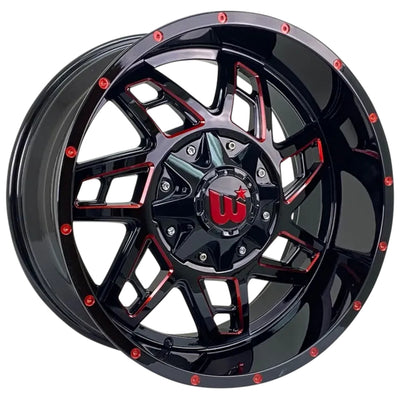 Western Off-Road Colt Black Red Milled Wheel
