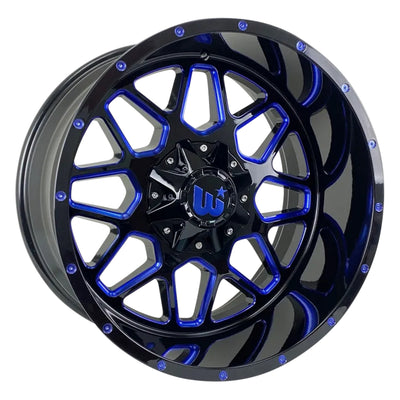 Western Off-Road Corral Black Blue Milled Wheel