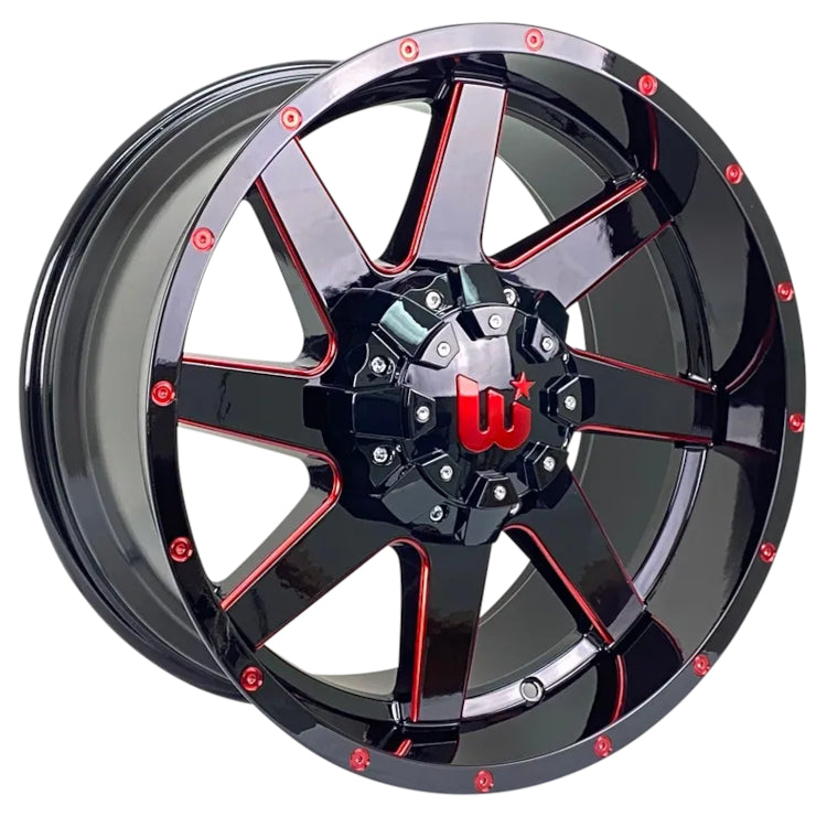 Western Off-Road Hunter Black Red Milled Wheel