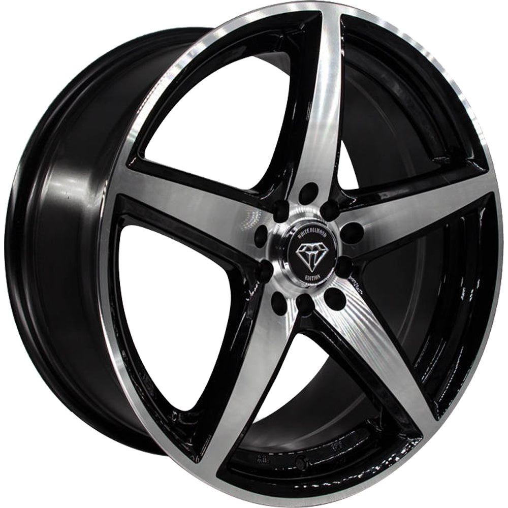 White Diamond W244 Black Machined Wheel