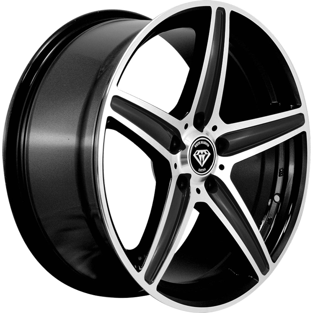 White Diamond W253 Black Machined Wheel