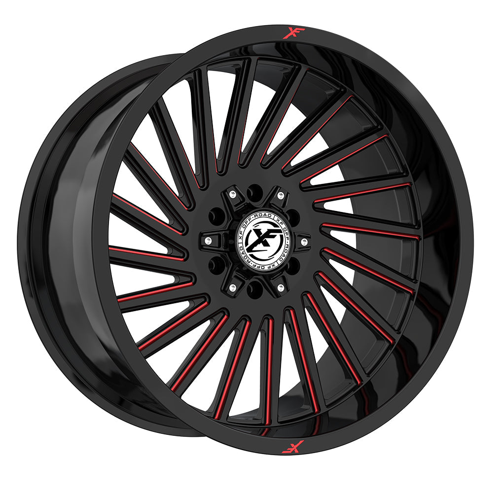 XF Off-Road XF-239 24x14 -76mm Gloss Black & Red Milled