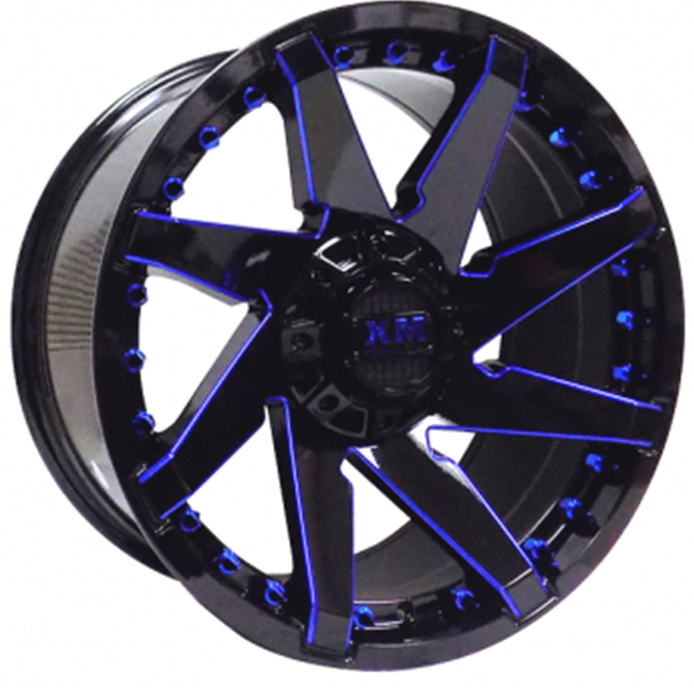 Xtreme Mudder XM-301 Black Blue Milled Wheel
