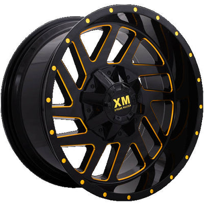 Xtreme Mudder XM-310 Black Yellow Milled Wheel