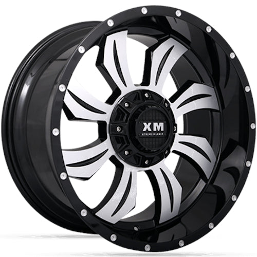 Xtreme Mudder XM-323 Black Machined Wheel