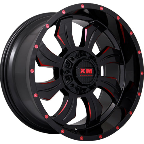 Xtreme Mudder XM-323 Black Red Milled Wheel