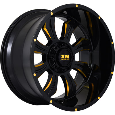 Xtreme Mudder XM-323 Black Yellow Milled Wheel