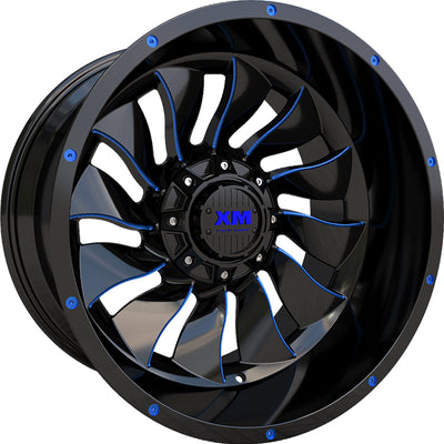 Xtreme Mudder XM-329 Black Blue Milled Wheel