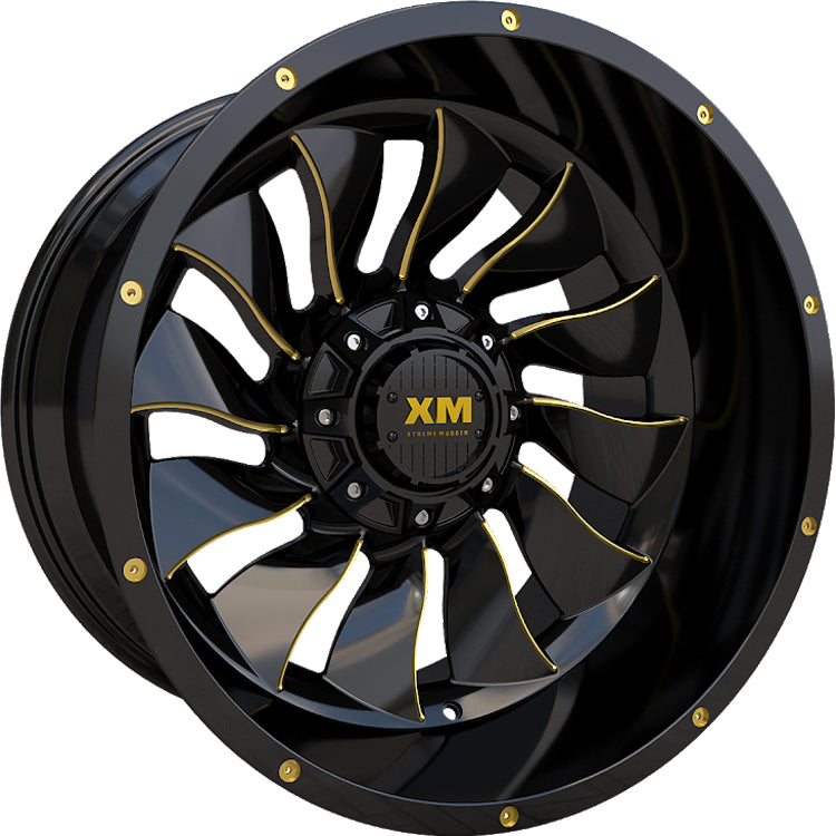 Xtreme Mudder XM-329 Black Yellow Milled Wheel