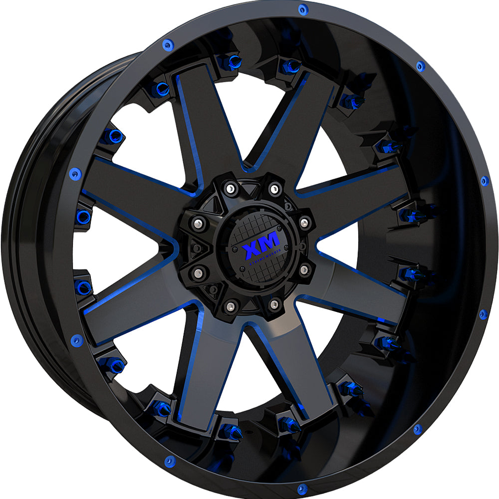 Xtreme Mudder XM-334 Black Blue Milled Wheel