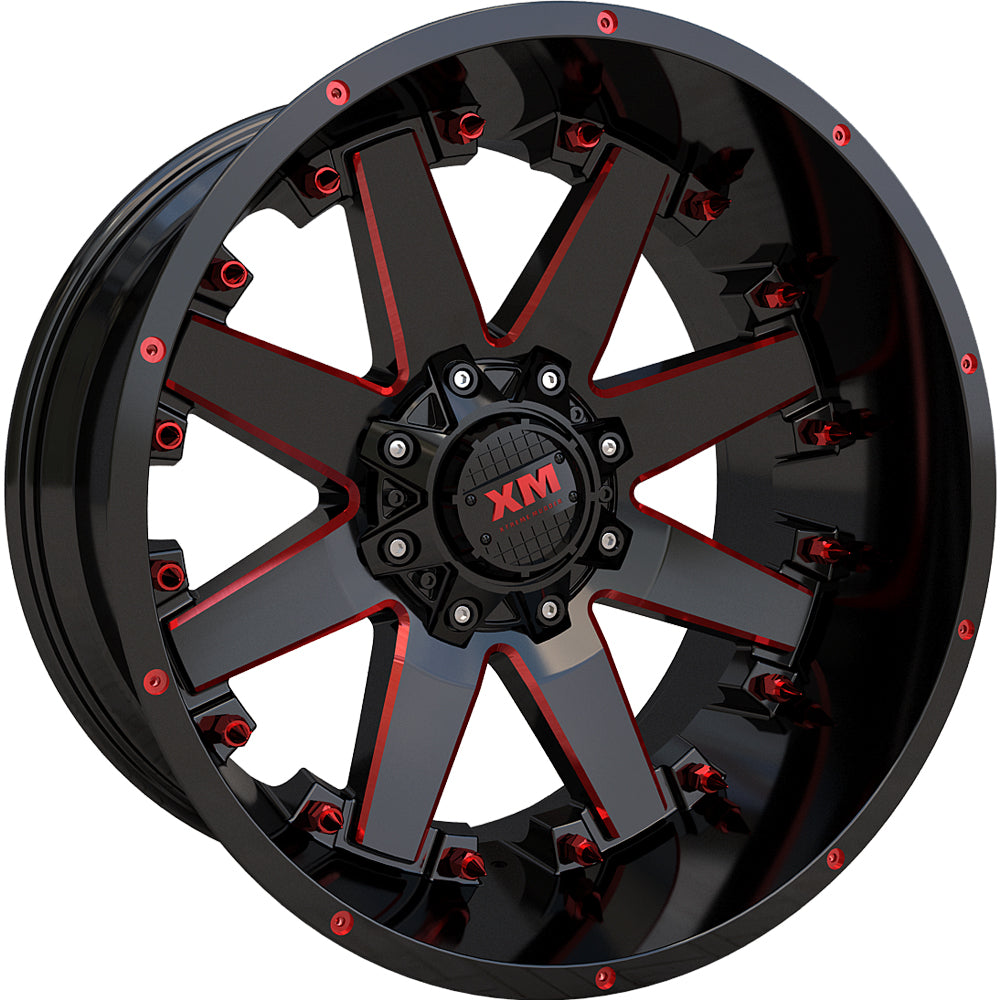 Xtreme Mudder XM-334 Black Red Milled Wheel