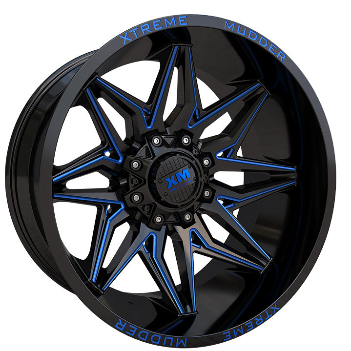 Xtreme Mudder XM-342 Black Blue Milled Wheel