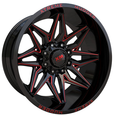Xtreme Mudder XM-342 Black Red Milled Wheel