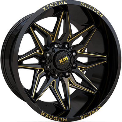 Xtreme Mudder XM-342 Black Yellow Milled Wheel