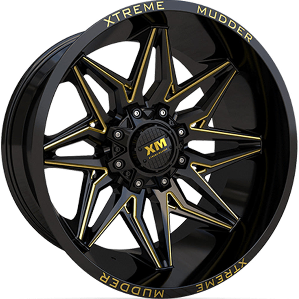 Xtreme Mudder XM-342 Black Yellow Milled Wheel
