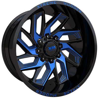 Xtreme Mudder XM-343 Black Blue Milled Wheel