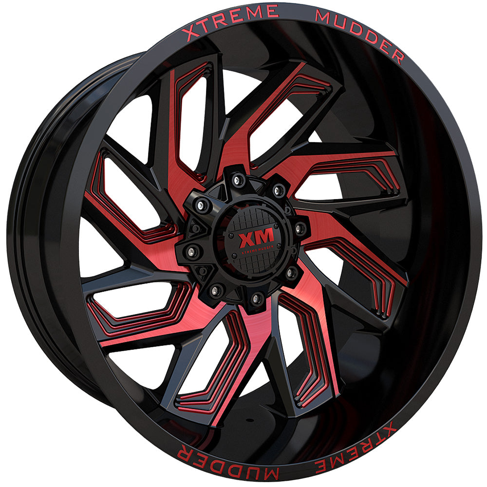 Xtreme Mudder XM-343 Black Red Milled Wheel