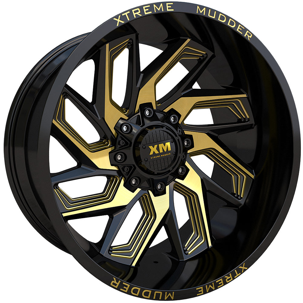 Xtreme Mudder XM-343 Black Yellow Milled Wheel