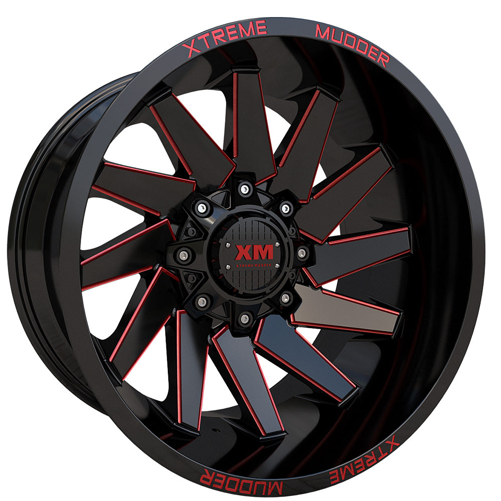 Xtreme Mudder XM-344 Black Red Milled Wheel