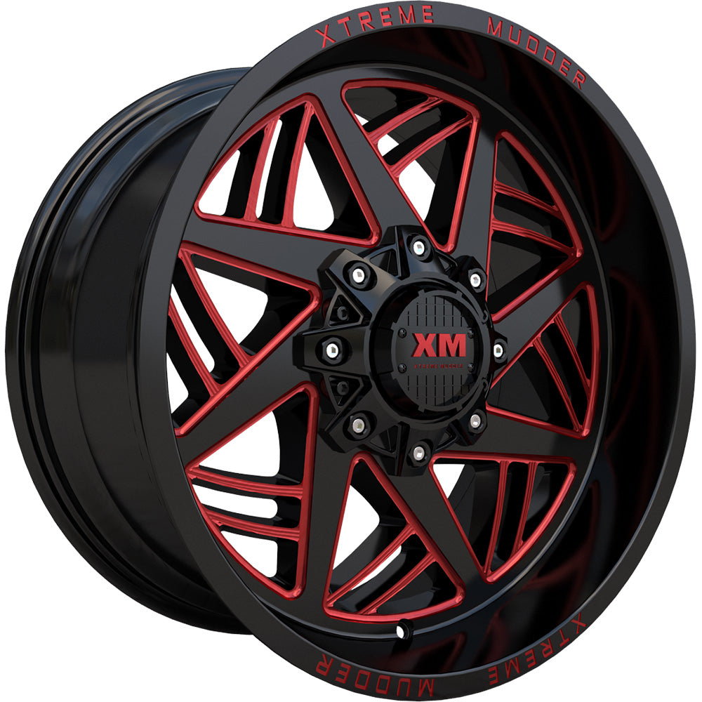 Xtreme Mudder XM-345 Black Red Milled Wheel