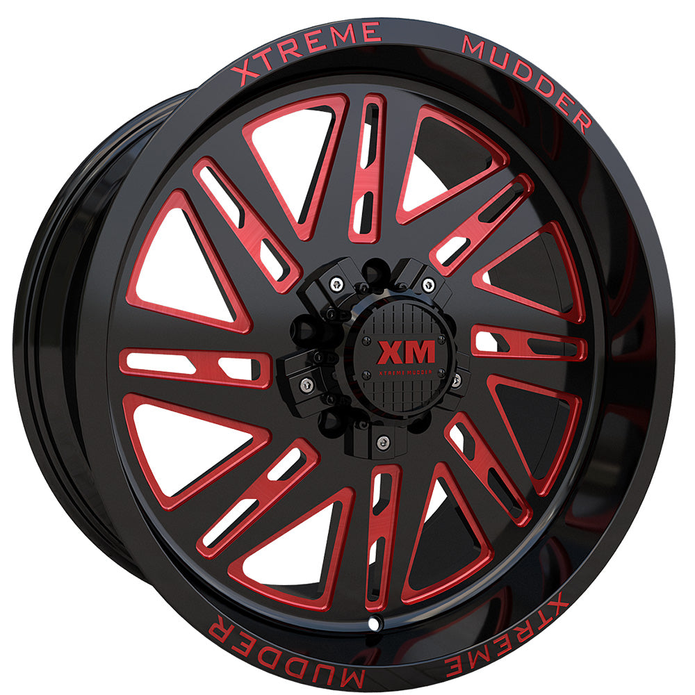 Xtreme Mudder XM-347 Black Red Milled Wheel
